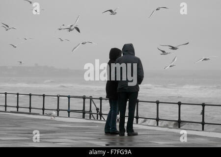 Crosby Beach, Liverpool, UK. 30th November, 2015. Storm Clodagh hits Crosby Beach Merseyside bringing strong winds and heavy rain Credit:  ALAN EDWARDS/Alamy Live News Stock Photo