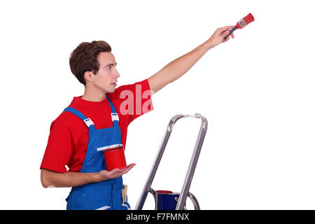 Painter on white background Stock Photo