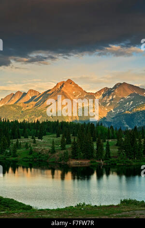 Needle Mountains and Molas Lake, San Juan National Forest, Colorado USA Stock Photo