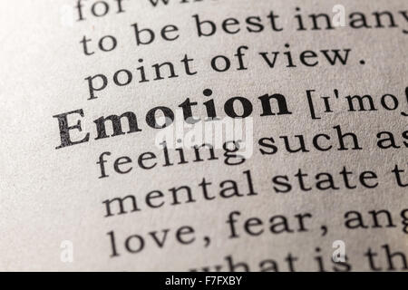 Fake Dictionary, Dictionary definition of the word emotion Stock Photo