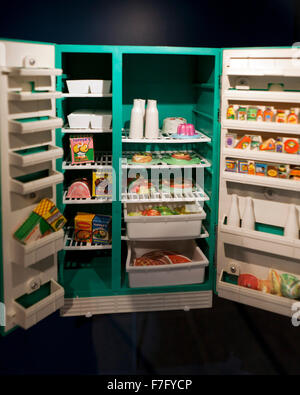 Mock-up of inside of 1960s refrigerator - USA Stock Photo