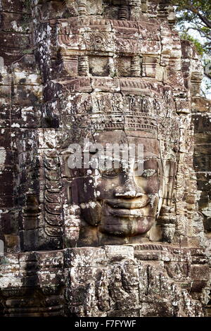 Faces of Bayon Temple, Angkor Thom, Cambodia, Asia Stock Photo