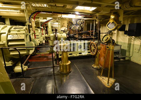 The engine room of the Queen Mary Liner, Stock Photo