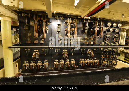 The engine room of the Queen Mary Liner, Stock Photo