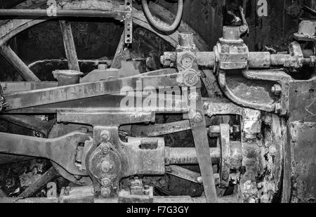 Detail of a part of the engine of an old steam locomotive Stock Photo