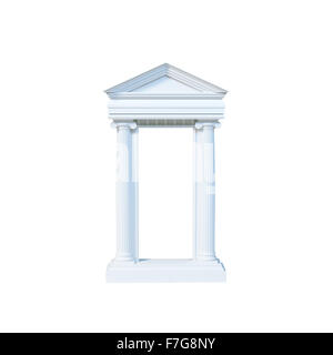 Antique marble temple front with ionic columns isolated on white background. 3d render Stock Photo