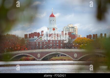 Beautiful autumn day along the Charles River at Harvard University in Cambridge, Massachusetts Stock Photo