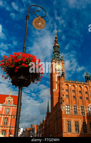 Long Market Street with Town Hall, Gdansk, Poland Stock Photo