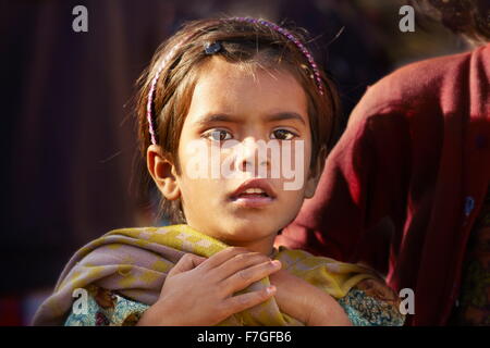 Portrait of indian hindu young child girl, Rajasthan State, India Stock Photo