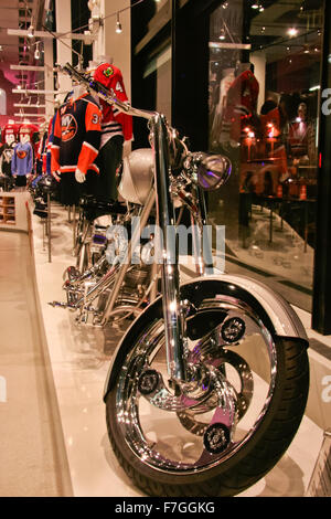 NEW YORK - JUNE 23: Motorbikes store indoors on June 23, 2008 in New York, USA. Tens of thousands of visitors attended this stor Stock Photo