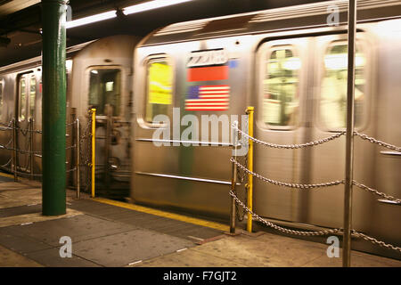 NEW YORK - JUN 22:  Interior of NYC Subway station, June 22, 2008 in New York. Subway system has 468 stations in operation Stock Photo