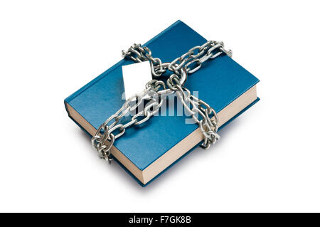 Censorship concept with books and chains on white Stock Photo