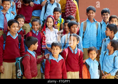 A group of india young children in school, Agra, India Stock Photo