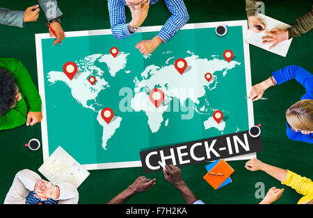 Check In Travel Locations Global World Tour Concept Stock Photo