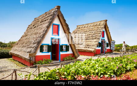 Traditional house palheiros - Santana, Madeira Island, Portugal Stock Photo