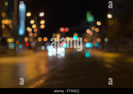 City traffic night blurred background with bokeh lights Stock Photo