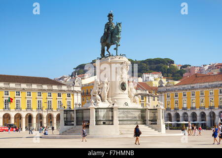 Commerce Square (Praca do Comercio), monument of King Jose I, Lisbon, Portugal Stock Photo