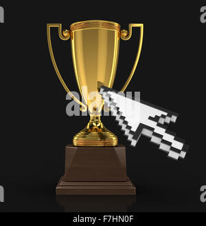 Trophy Cup with cursor (clipping path included) Stock Photo
