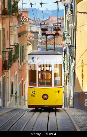 Lisbon Tram, 'Elevador da Bica' Portugal Stock Photo