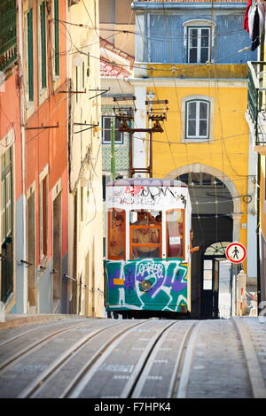 Lisbon Tram, 'Elevador da Bica' Portugal Stock Photo