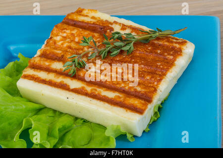 Deep Fried cheese with thyme and salad Stock Photo