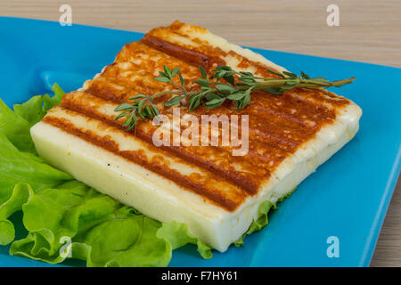 Deep Fried cheese with thyme and salad Stock Photo