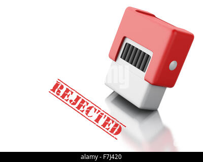 3d renderer image. Red stamp with the word rejected. Isolated white background Stock Photo