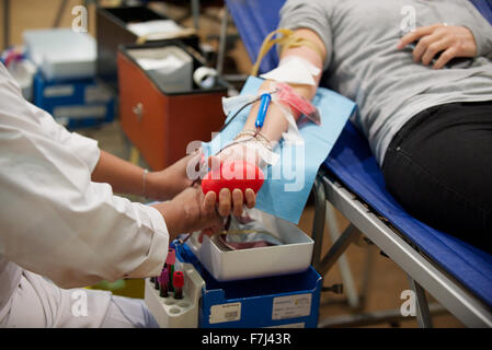 Person donating blood Stock Photo