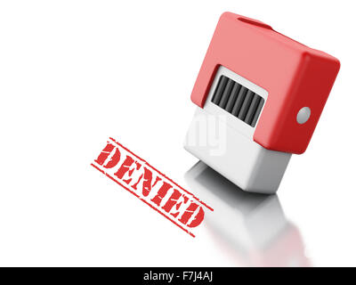 3d renderer image. Red stamp with the word denied. Isolated white background Stock Photo