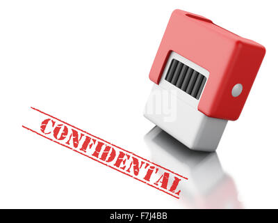 3d renderer image. Red stamp with the word confidental. Security concept. Isolated white background Stock Photo