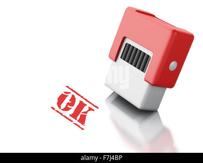 3d renderer image. Red stamp with the word ok. Business concept. Isolated white background Stock Photo