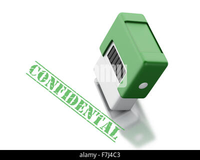 3d renderer image. Stamp with the word confidential. Business concept. Isolated white background Stock Photo