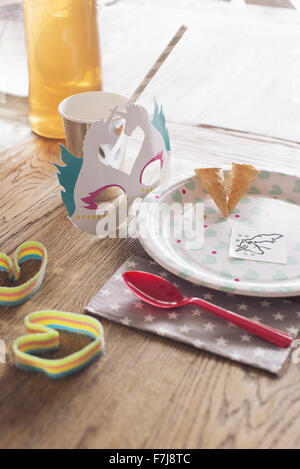 Festive birthday party favors and accessories Stock Photo