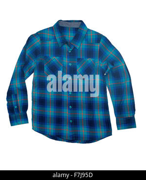 Blue plaid shirt. Isolate on white. Stock Photo