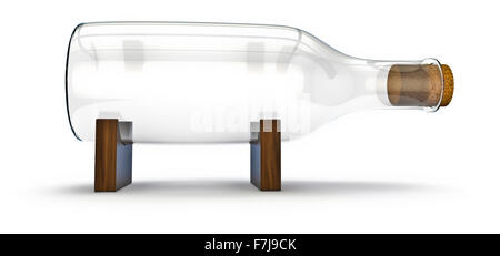 Bottle without a ship / 3d render of empty bottle on display blocks Stock Photo