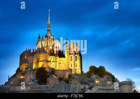 Mont Saint Michel at evening, Normandy, France Stock Photo