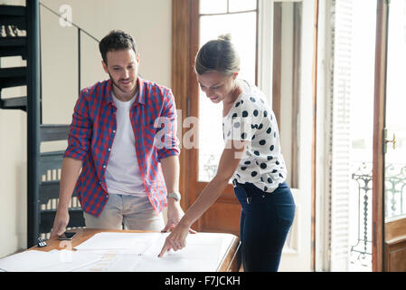 Colleagues collaborating on project Stock Photo
