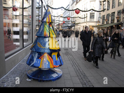 Copenhagen, Denmark. 1st December, 2015. Christmas tree as aart exhibit at stroget infrom Illum department store Credit:  Francis Dean/Alamy Live News Stock Photo