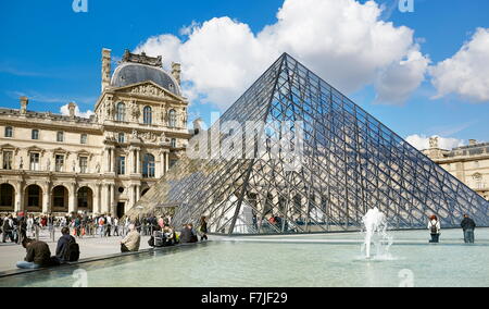 Glass pyramid Louvre Museum, Paris, France Stock Photo