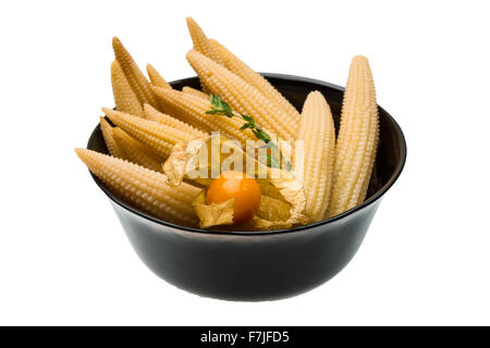 Baby corn with thyme Stock Photo