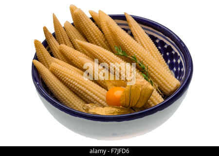 Baby corn with thyme Stock Photo