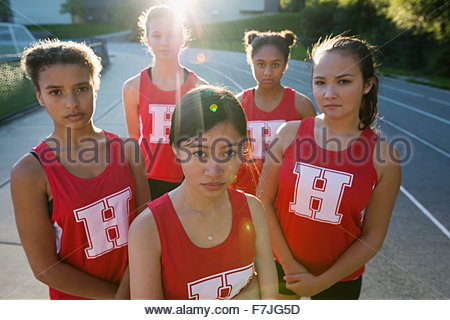 Portrait female high school track and field team