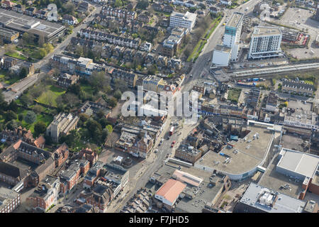 An aerial view of the centre of Enfield, around the Palace Gardens Shopping Centre Stock Photo