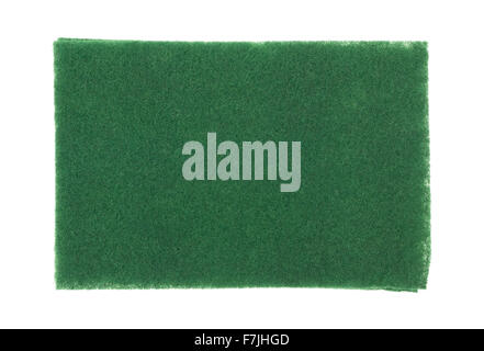 Two new green kitchen scrubbers stacked on atop the other isolated on a white background. Stock Photo
