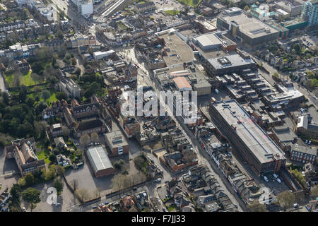 An aerial view of the centre of Enfield, around the Palace Gardens Shopping Centre Stock Photo