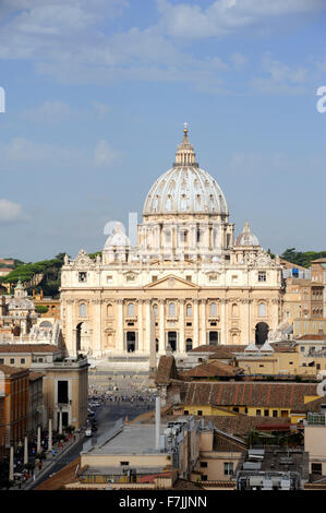 Italy, Rome, St Peter's basilica seen from Castel Sant'Angelo Stock Photo