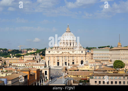 Italy, Rome, St Peter's basilica seen from Castel Sant'Angelo Stock Photo