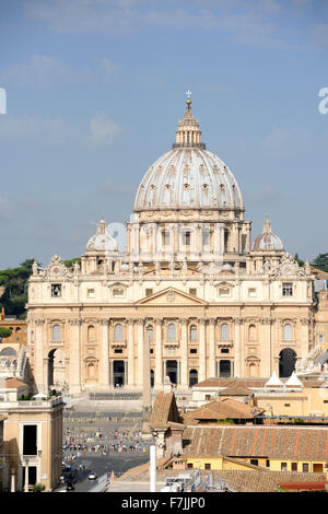 italy, rome, st peter's basilica seen from castel sant'angelo
