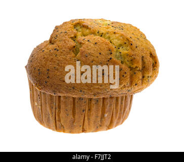 A freshly baked lemon pepper breakfast muffin isolated on a white background. Stock Photo