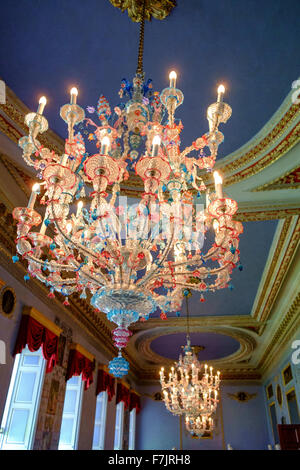 Murano Venetian coloured glass chandeliers Stock Photo